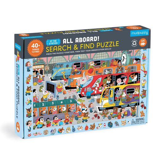 All Aboard! Train Station 64 Piece Search & Find Puzzle