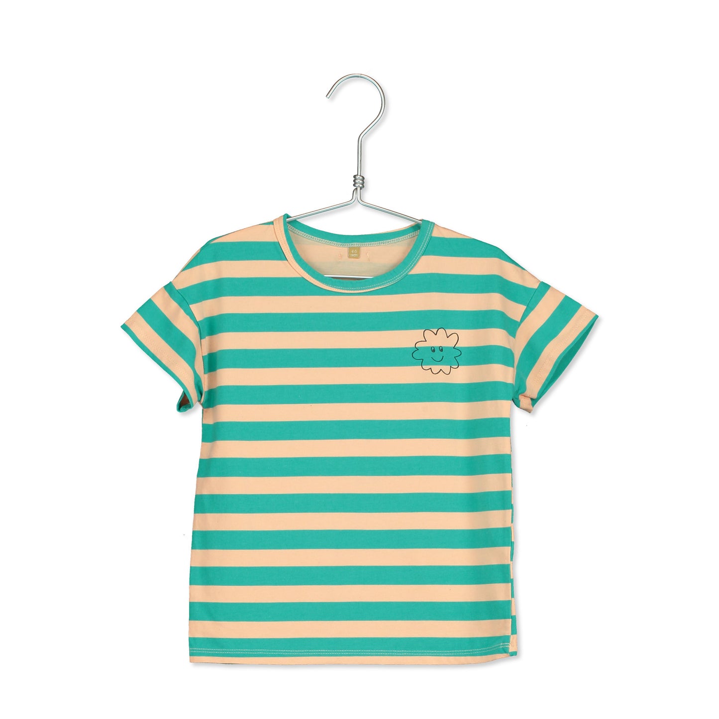 Neon Peach Stripes & Smiley Cloud T-shirt
