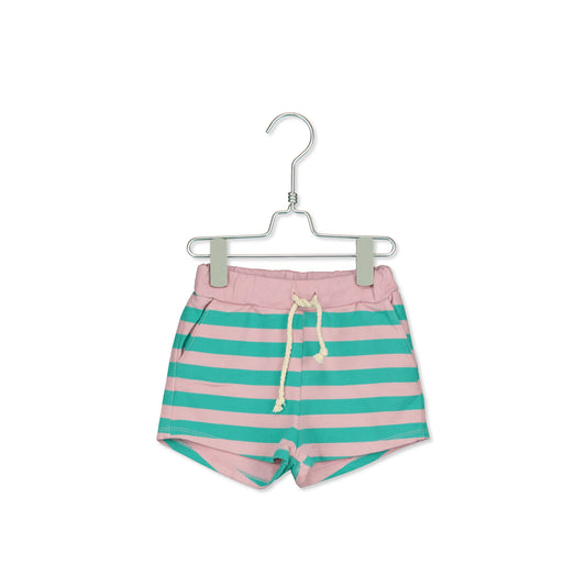Pale Pink and Green Striped Shorts