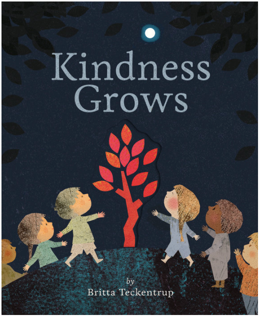 Book cover for Kindness Grows with kids holding hands around a tree