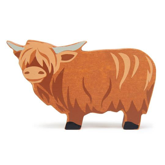 Brown wooden highland cow toy
